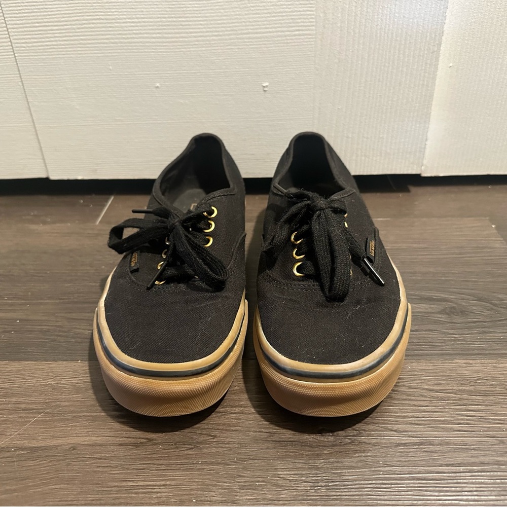 Black Vans w/ Brown Gum Sole